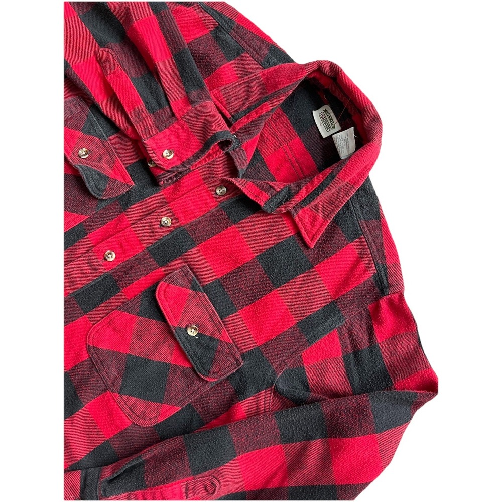 VINTAGE Five Brother Flannel Shirt Mens Large Red‎ Buffalo Plaid Dakota USA